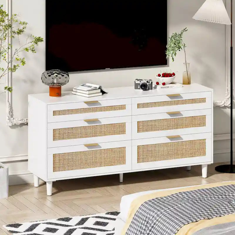 Commode de chambre en rotin avec tiroirs