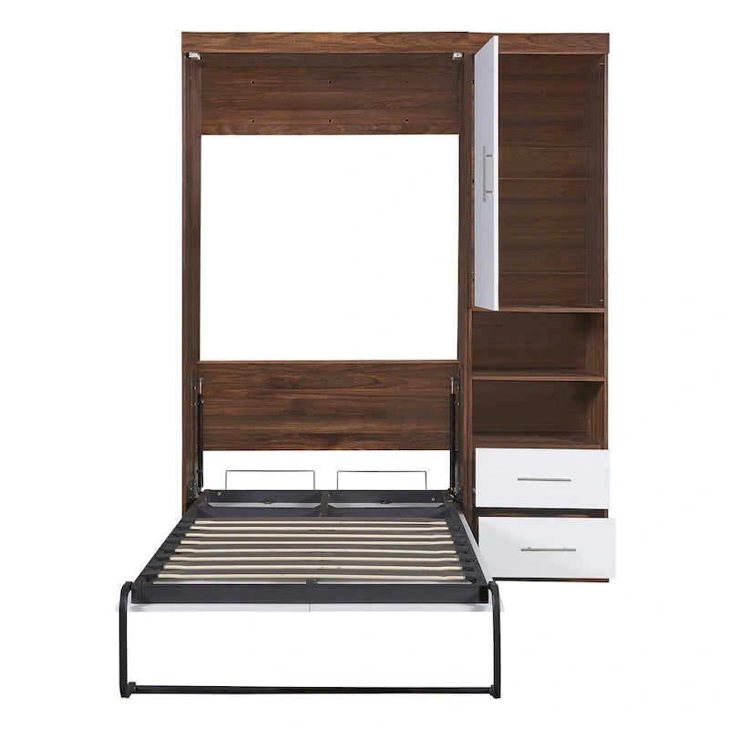 Lit escamotable mural de taille simple avec armoire