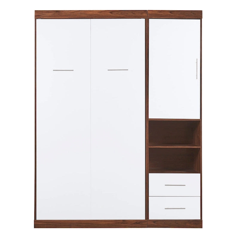 Lit escamotable mural de taille simple avec armoire