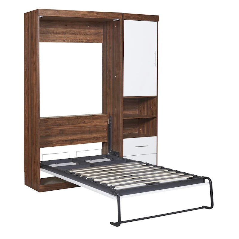 Lit escamotable mural de taille simple avec armoire