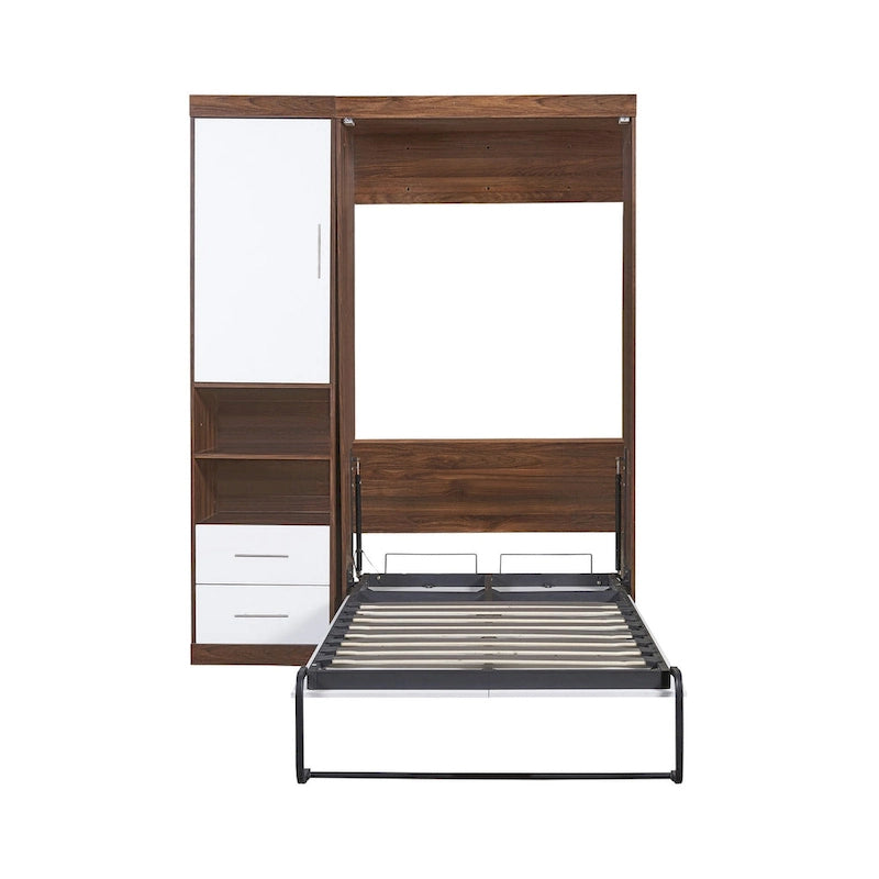 Lit escamotable mural de taille simple avec armoire