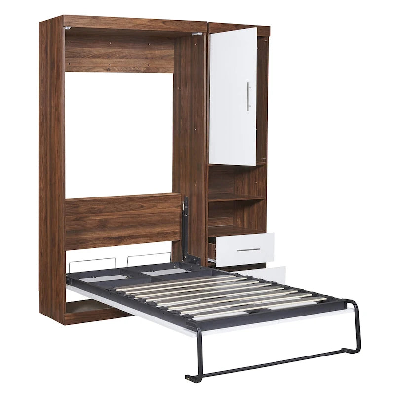 Lit escamotable mural de taille simple avec armoire