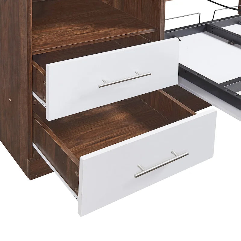 Lit escamotable mural de taille simple avec armoire
