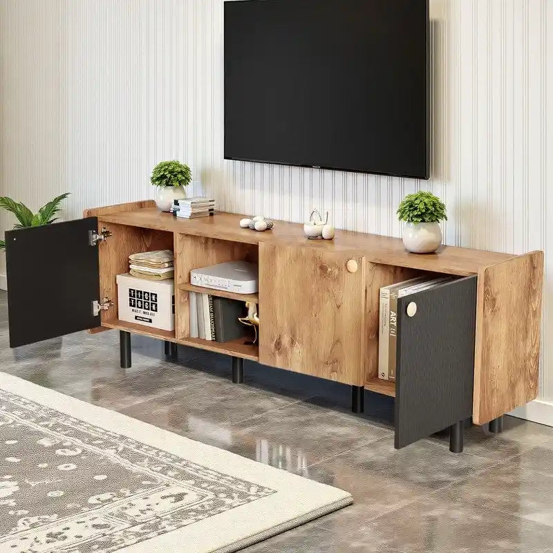 Meuble TV scandinave, Meuble télé pour TV 70 pouces, Meuble de rangement