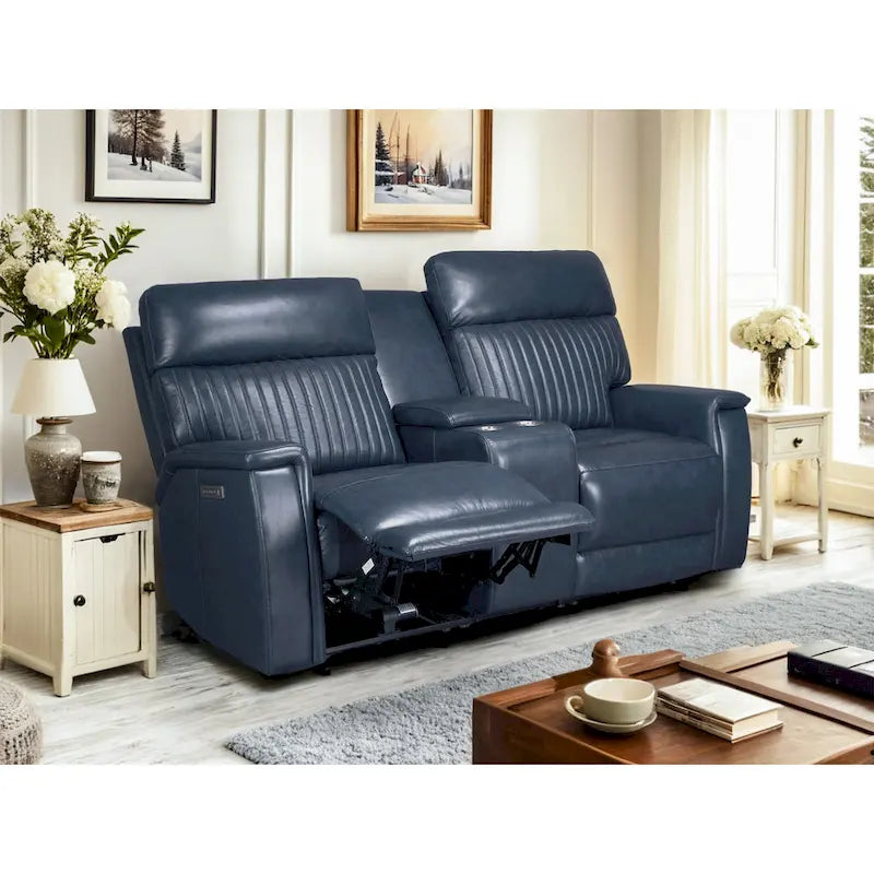 Causeuse inclinable électrique en cuir zéro gravité 73 po avec appuie-tête électrique, soutien lombaire électrique et ports USB et USB-C