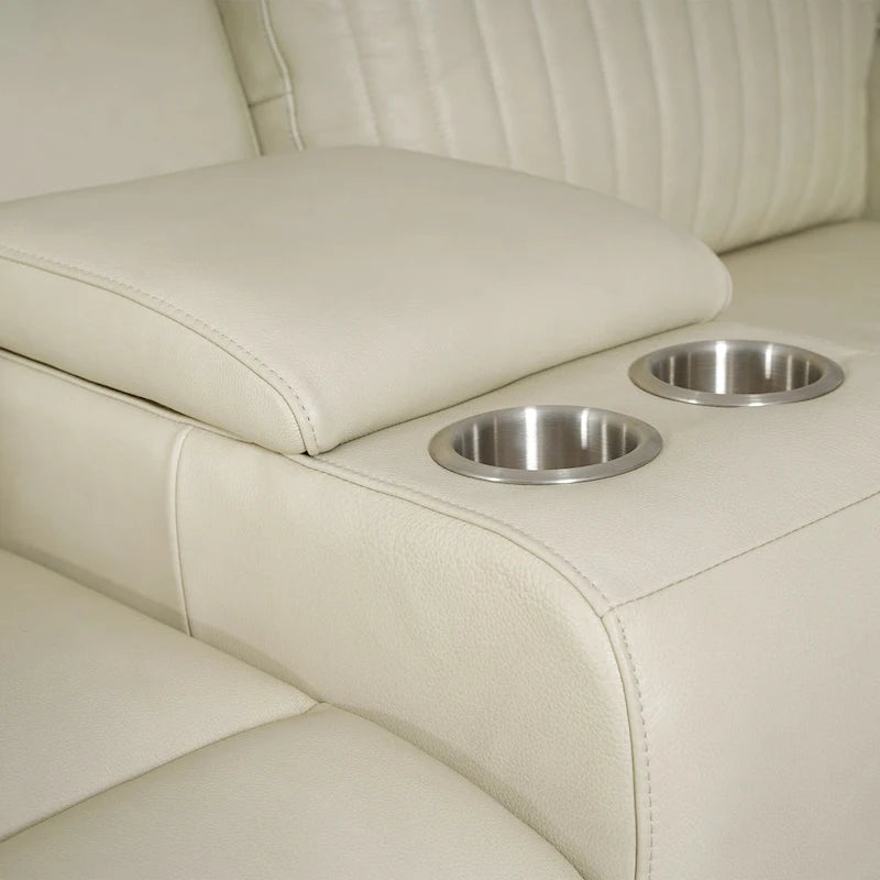 Causeuse inclinable électrique en cuir zéro gravité 73 po avec appuie-tête électrique, soutien lombaire électrique et ports USB et USB-C
