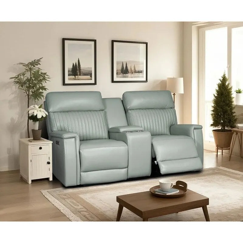 Causeuse inclinable électrique en cuir zéro gravité 73 po avec appuie-tête électrique, soutien lombaire électrique et ports USB et USB-C