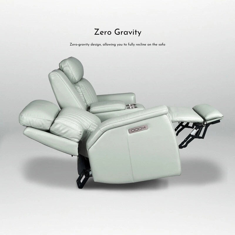 Causeuse inclinable électrique en cuir zéro gravité 73 po avec appuie-tête électrique, soutien lombaire électrique et ports USB et USB-C
