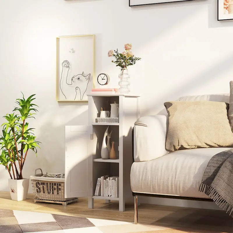 Meuble de rangement de salle de bain sur pied avec porte simple