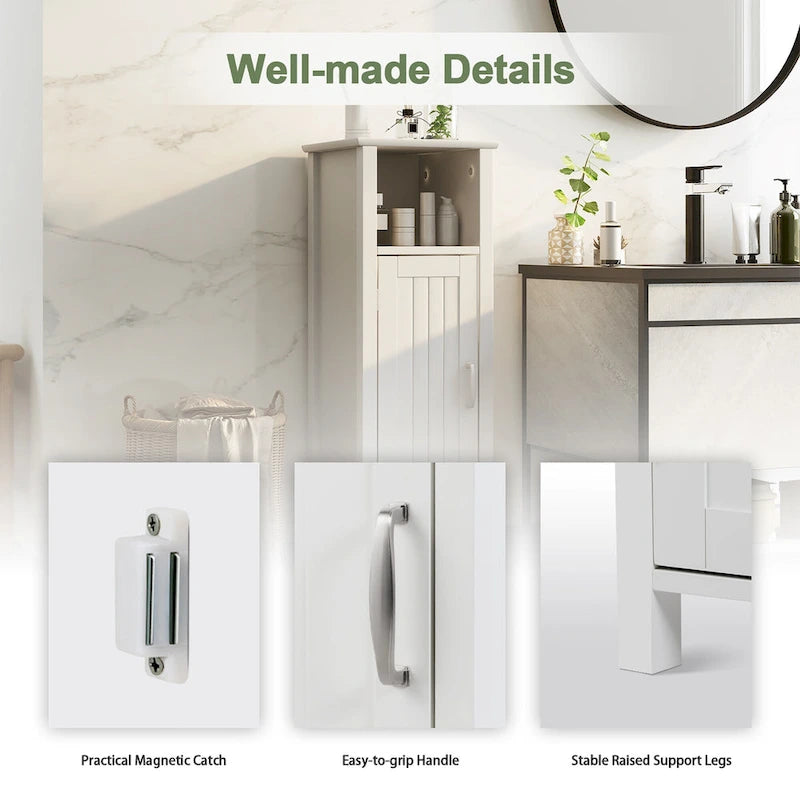 Meuble de rangement de salle de bain sur pied avec porte simple