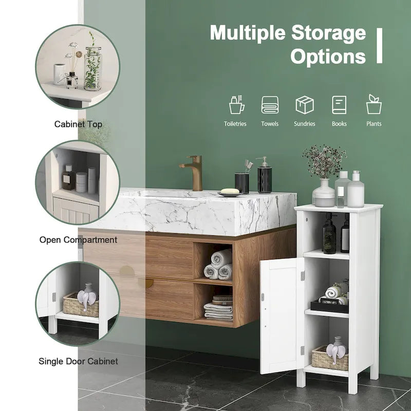 Meuble de rangement de salle de bain sur pied avec porte simple