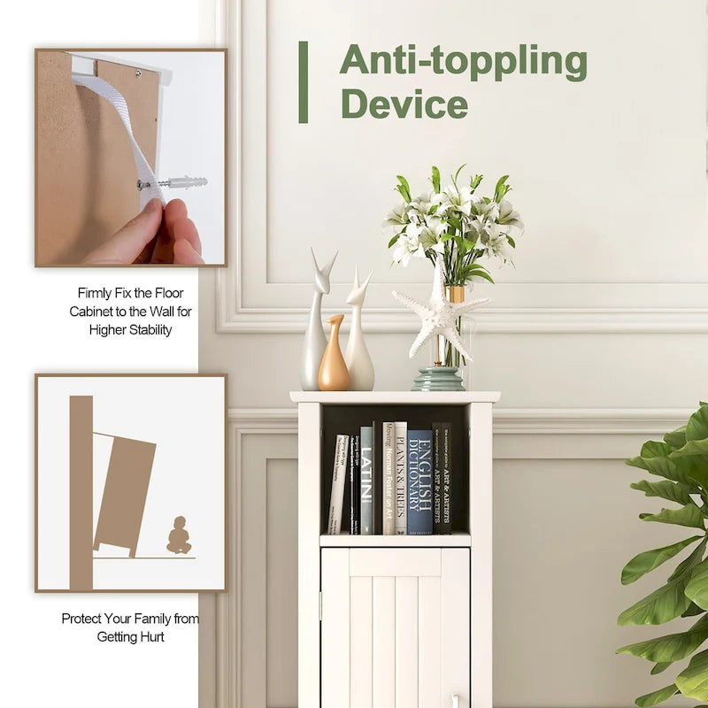Meuble de rangement de salle de bain sur pied avec porte simple