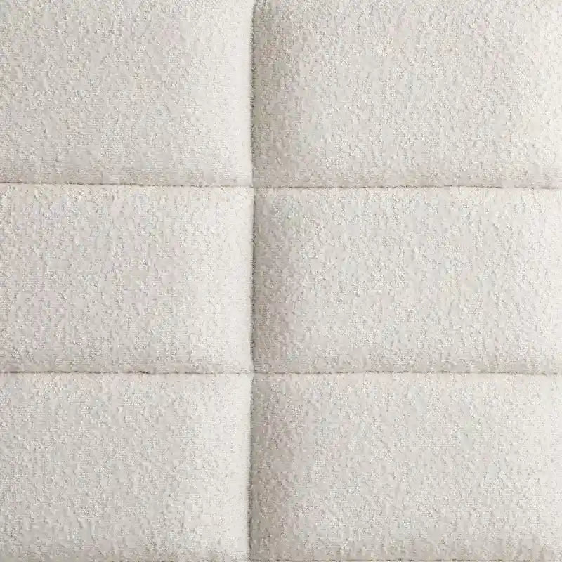 Lit Queen, revêtement matelassé en maille ivoire, brun chêne