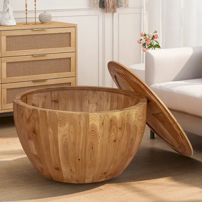 Table basse en forme de seau de style vintage avec rangement et capacité de charge raisonnable