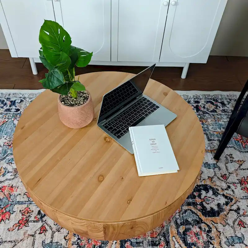Table basse en forme de seau de style vintage avec rangement et capacité de charge raisonnable