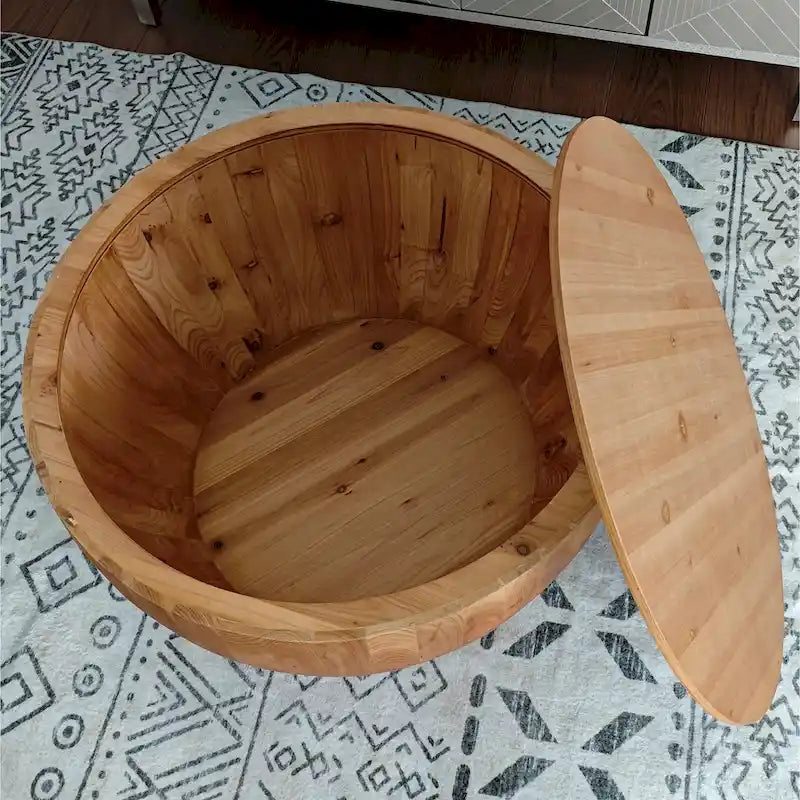 Table basse en forme de seau de style vintage avec rangement et capacité de charge raisonnable