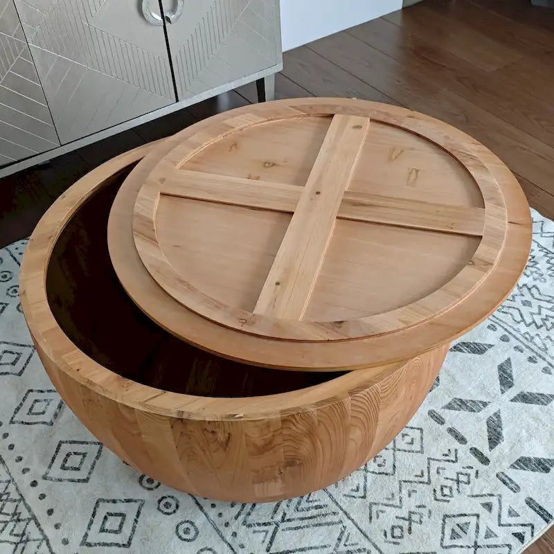 Table basse en forme de seau de style vintage avec rangement et capacité de charge raisonnable