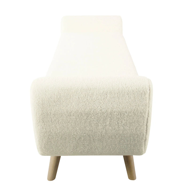 Banc de rangement ottoman avec accoudoirs, Sherpa crème, marron, 152 cm