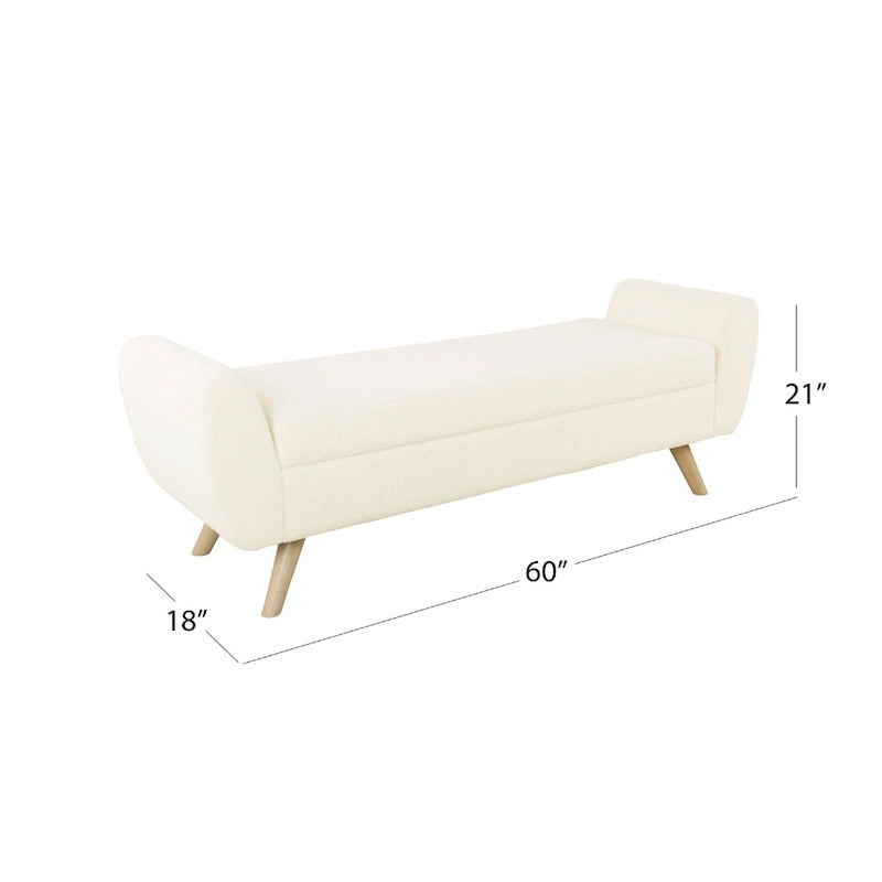 Banc de rangement ottoman avec accoudoirs, Sherpa crème, marron, 152 cm