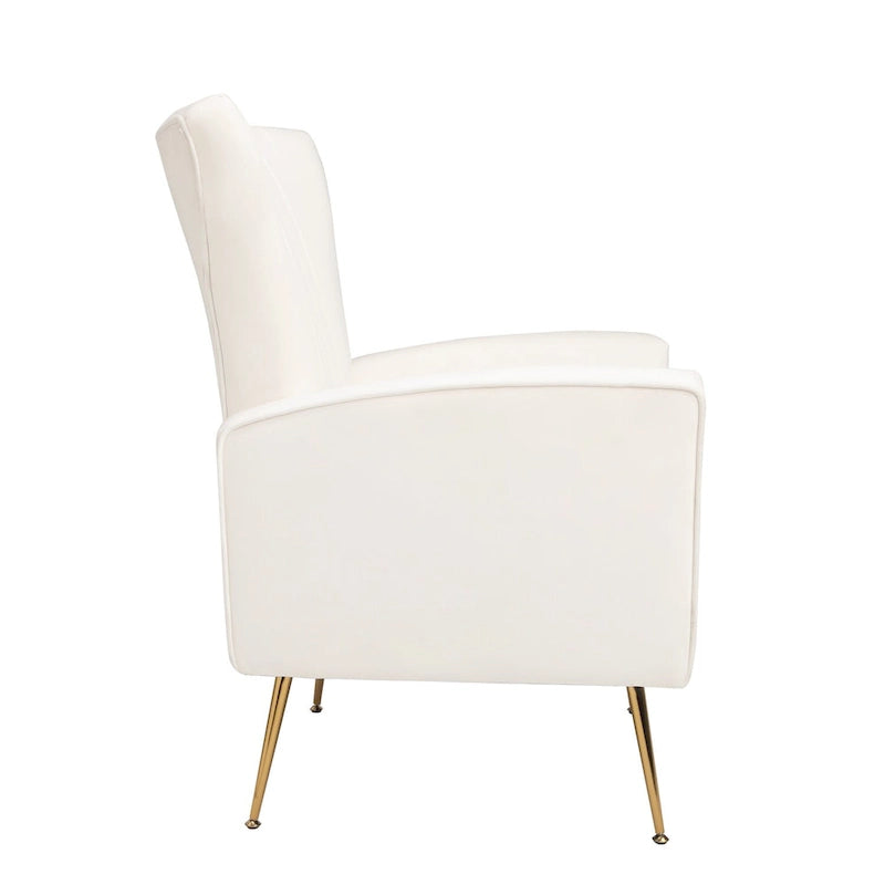 Fauteuil à oreilles blanc 29,9 avec pieds dorés