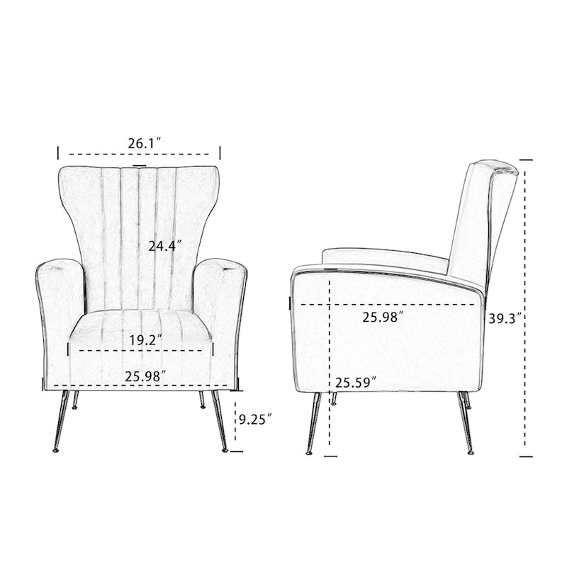 Fauteuil à oreilles blanc 29,9 avec pieds dorés