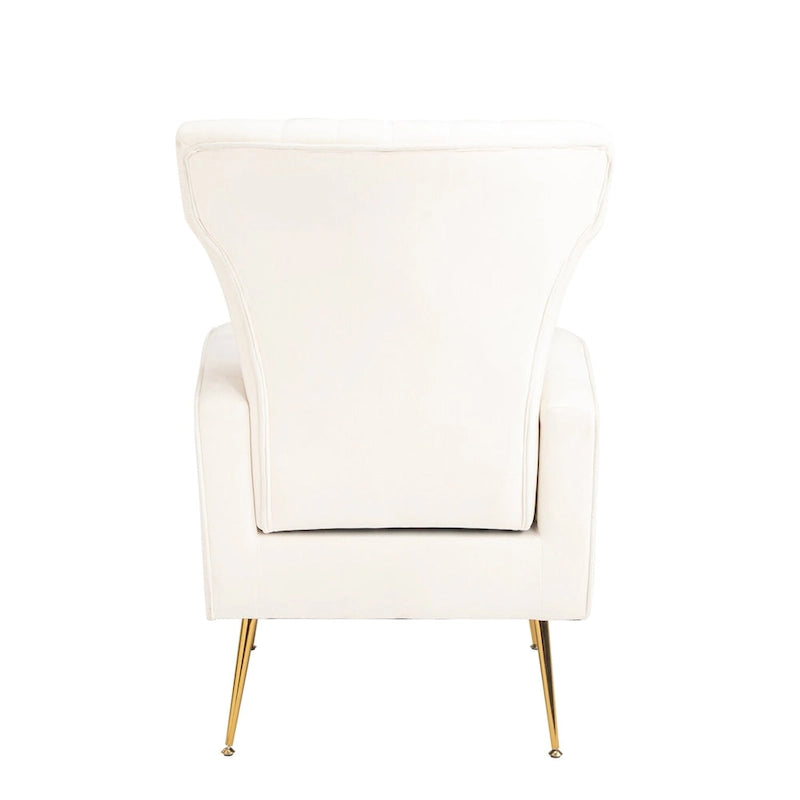 Fauteuil à oreilles blanc 29,9 avec pieds dorés