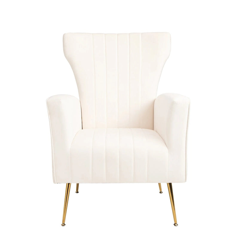 Fauteuil à oreilles blanc 29,9 avec pieds dorés