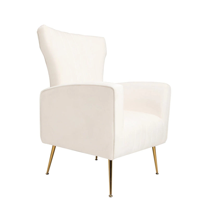 Fauteuil à oreilles blanc 29,9 avec pieds dorés