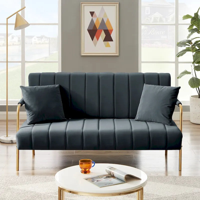 Causeuse rembourrée, Canapé à dossier capitonné, Fauteuil d'appoint avec 2 oreillers