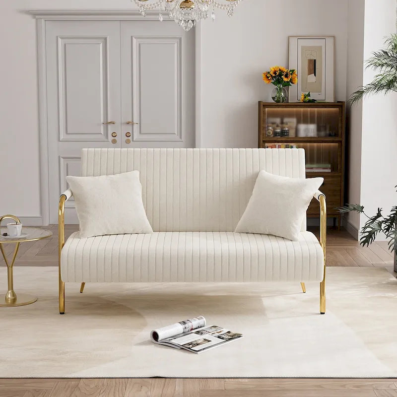Causeuse rembourrée, Canapé à dossier capitonné, Fauteuil d'appoint avec 2 oreillers