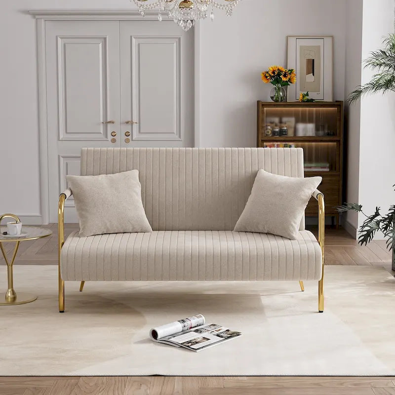 Causeuse rembourrée, Canapé à dossier capitonné, Fauteuil d'appoint avec 2 oreillers