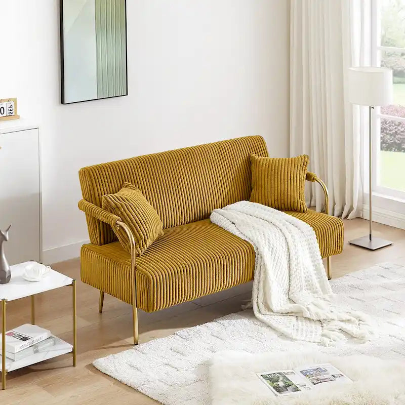 Causeuse rembourrée, Canapé à dossier capitonné, Fauteuil d'appoint avec 2 oreillers
