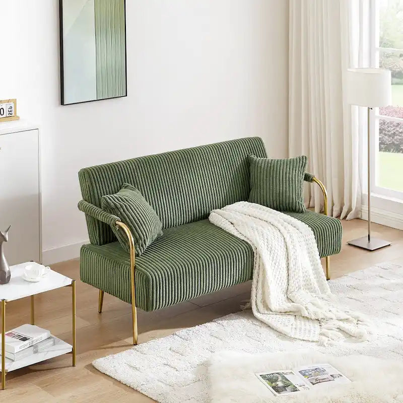 Causeuse rembourrée, Canapé à dossier capitonné, Fauteuil d'appoint avec 2 oreillers