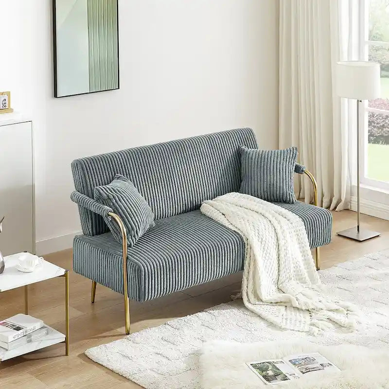 Causeuse rembourrée, Canapé à dossier capitonné, Fauteuil d'appoint avec 2 oreillers