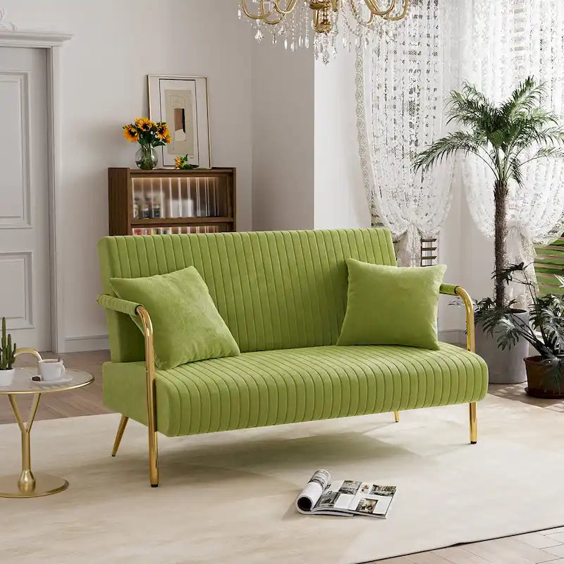 Causeuse rembourrée, Canapé à dossier capitonné, Fauteuil d'appoint avec 2 oreillers