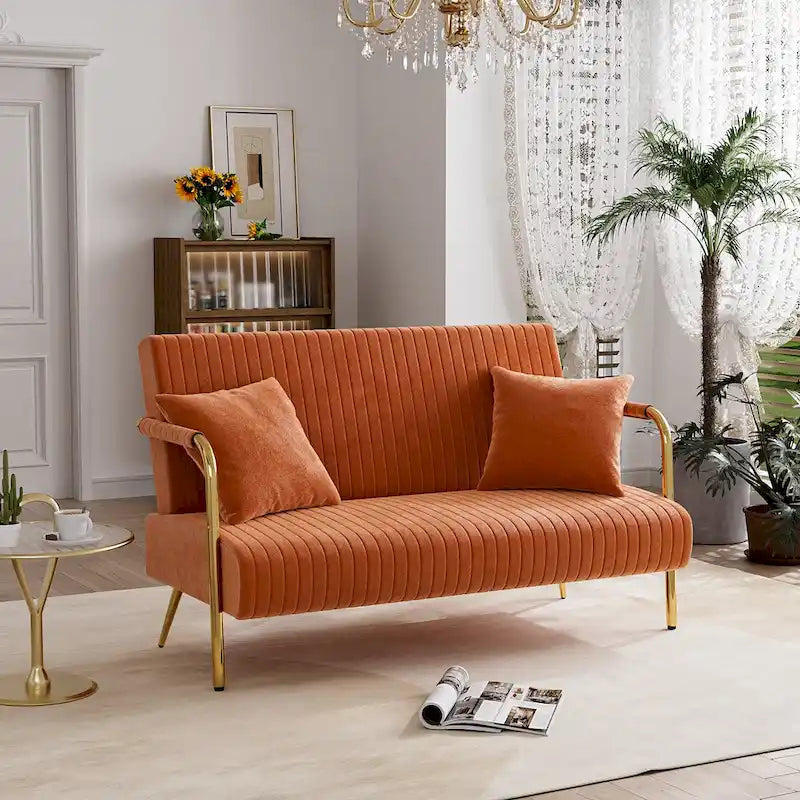 Causeuse rembourrée, Canapé à dossier capitonné, Fauteuil d'appoint avec 2 oreillers