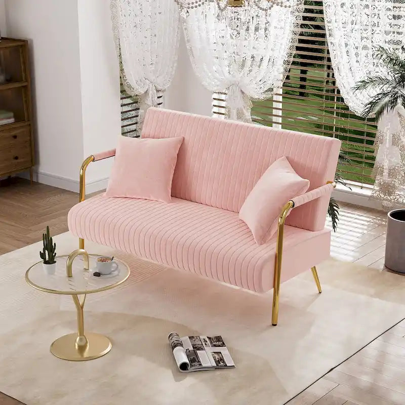 Causeuse rembourrée, Canapé à dossier capitonné, Fauteuil d'appoint avec 2 oreillers
