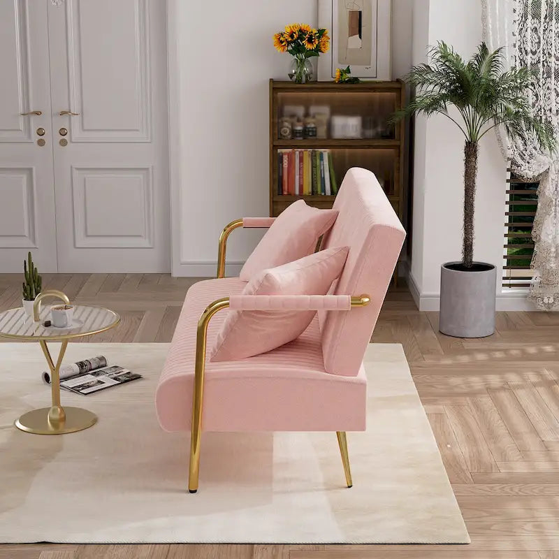 Causeuse rembourrée, Canapé à dossier capitonné, Fauteuil d'appoint avec 2 oreillers