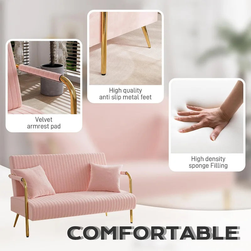 Causeuse rembourrée, Canapé à dossier capitonné, Fauteuil d'appoint avec 2 oreillers