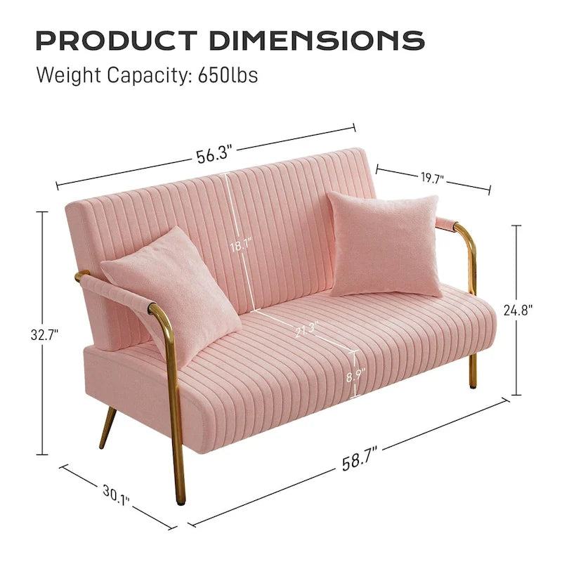 Causeuse rembourrée, Canapé à dossier capitonné, Fauteuil d'appoint avec 2 oreillers