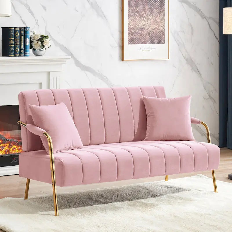 Causeuse rembourrée, Canapé à dossier capitonné, Fauteuil d'appoint avec 2 oreillers
