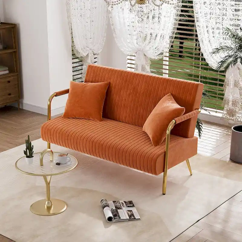Causeuse rembourrée, Canapé à dossier capitonné, Fauteuil d'appoint avec 2 oreillers