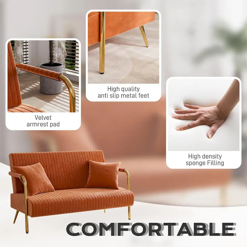 Causeuse rembourrée, Canapé à dossier capitonné, Fauteuil d'appoint avec 2 oreillers