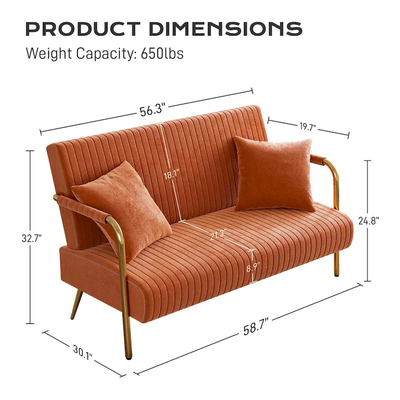 Causeuse rembourrée, Canapé à dossier capitonné, Fauteuil d'appoint avec 2 oreillers