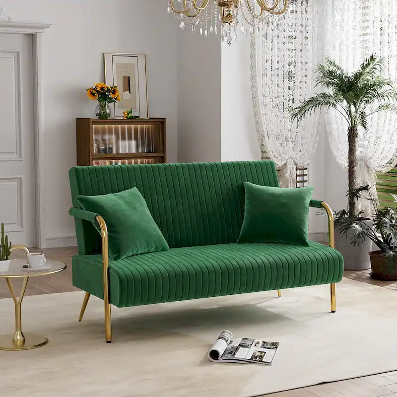 Causeuse rembourrée, Canapé à dossier capitonné, Fauteuil d'appoint avec 2 oreillers
