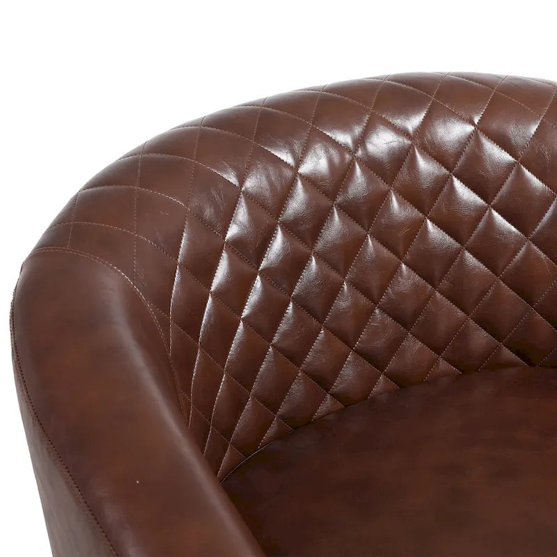 Fauteuil crapaud d'appoint pour salon avec clous décoratifs et pieds en bois massif