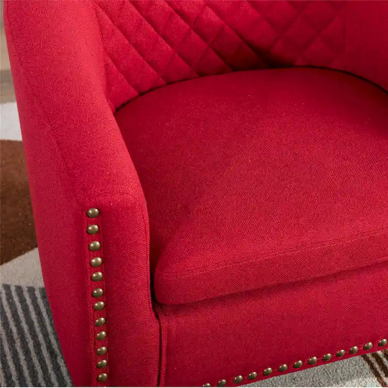 Fauteuil crapaud d'appoint pour salon avec clous décoratifs et pieds en bois massif