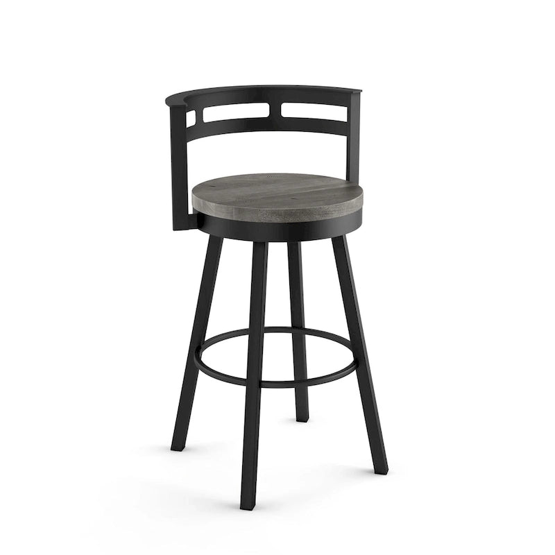 Tabouret de bar pivotant avec assise en bois vieilli