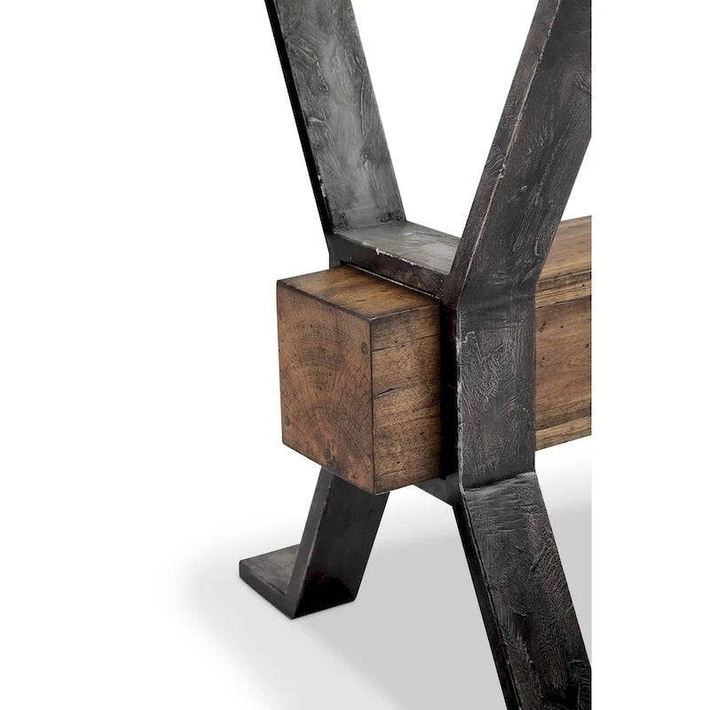Table basse rectangulaire industrielle en bois recyclé