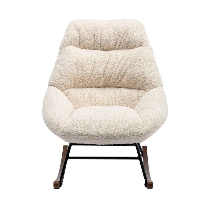 Fauteuil à bascule capitonné en tissu bouclé